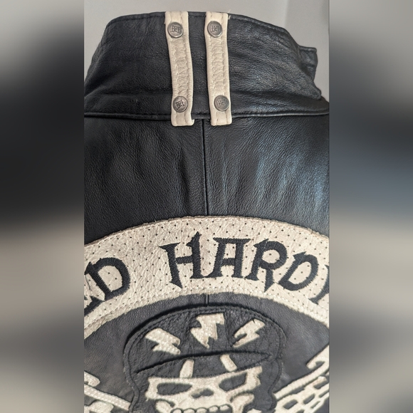 Vintage Ed Hardy Leather Skull Live To Ride Motorcycle Jacket - Picture 4 of 16